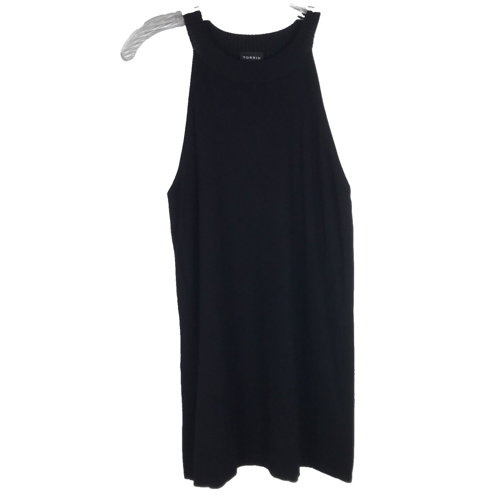 NWT Torrid High Neck Tank Knit Fitted Black Stretch Size 1 1X (14-16)